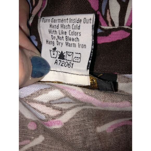 Bob Mackie Wearable Artsy Edgy Leaves Sequin Short Sleeve Button Linen Shirt - Picture 7 of 7